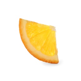 Slice of ripe orange isolated on white