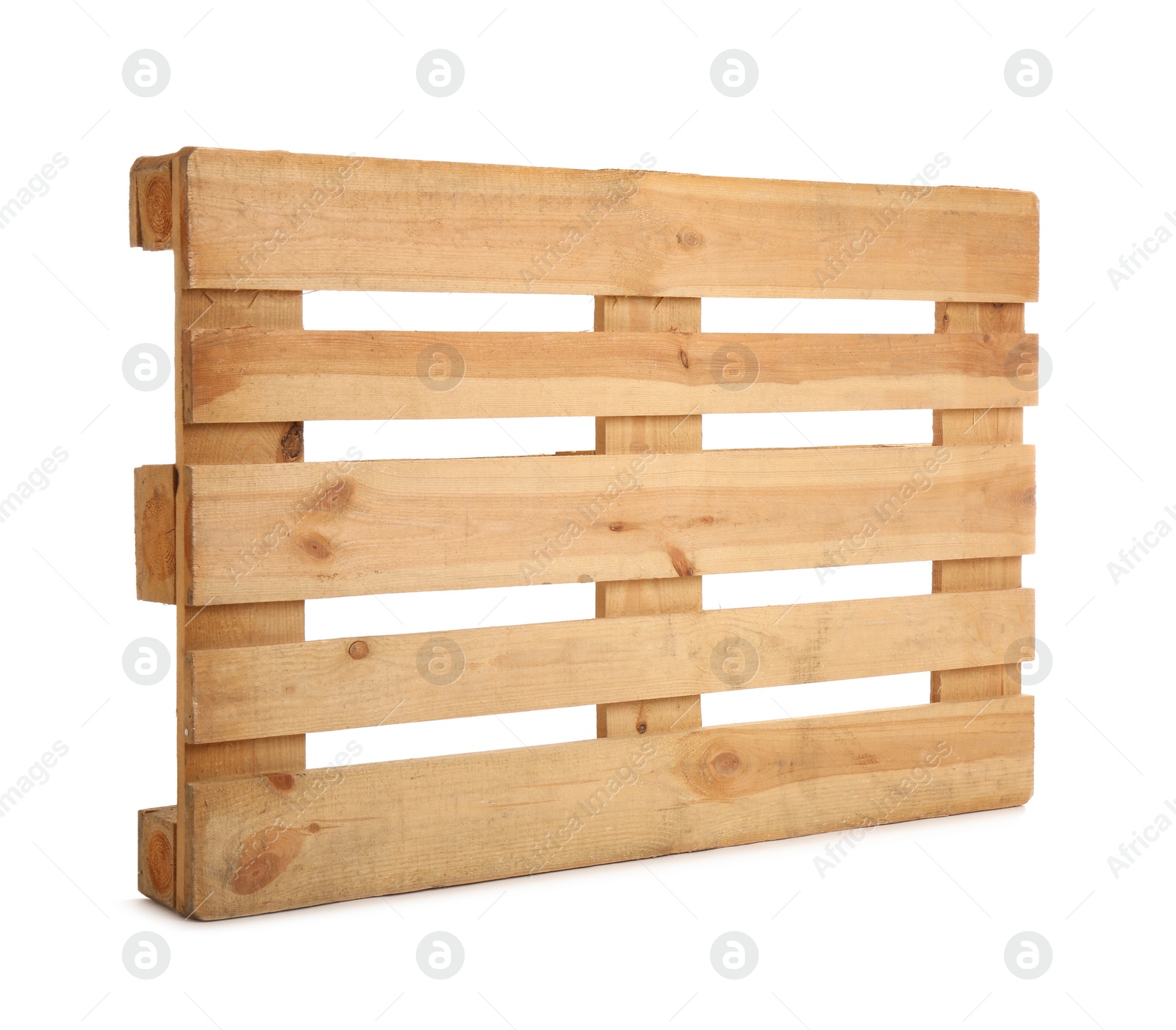 Photo of Wooden pallet isolated on white. Transportation and storage