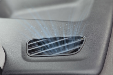 Image of Air conditioner system in modern car, closeup