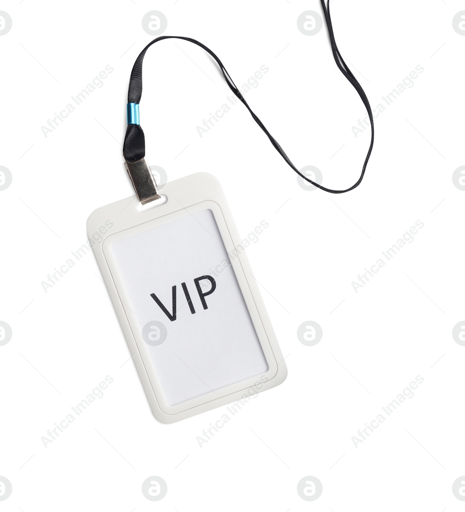 Photo of Vip badge isolated on white, top view