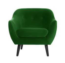 Image of One comfortable dark green armchair isolated on white