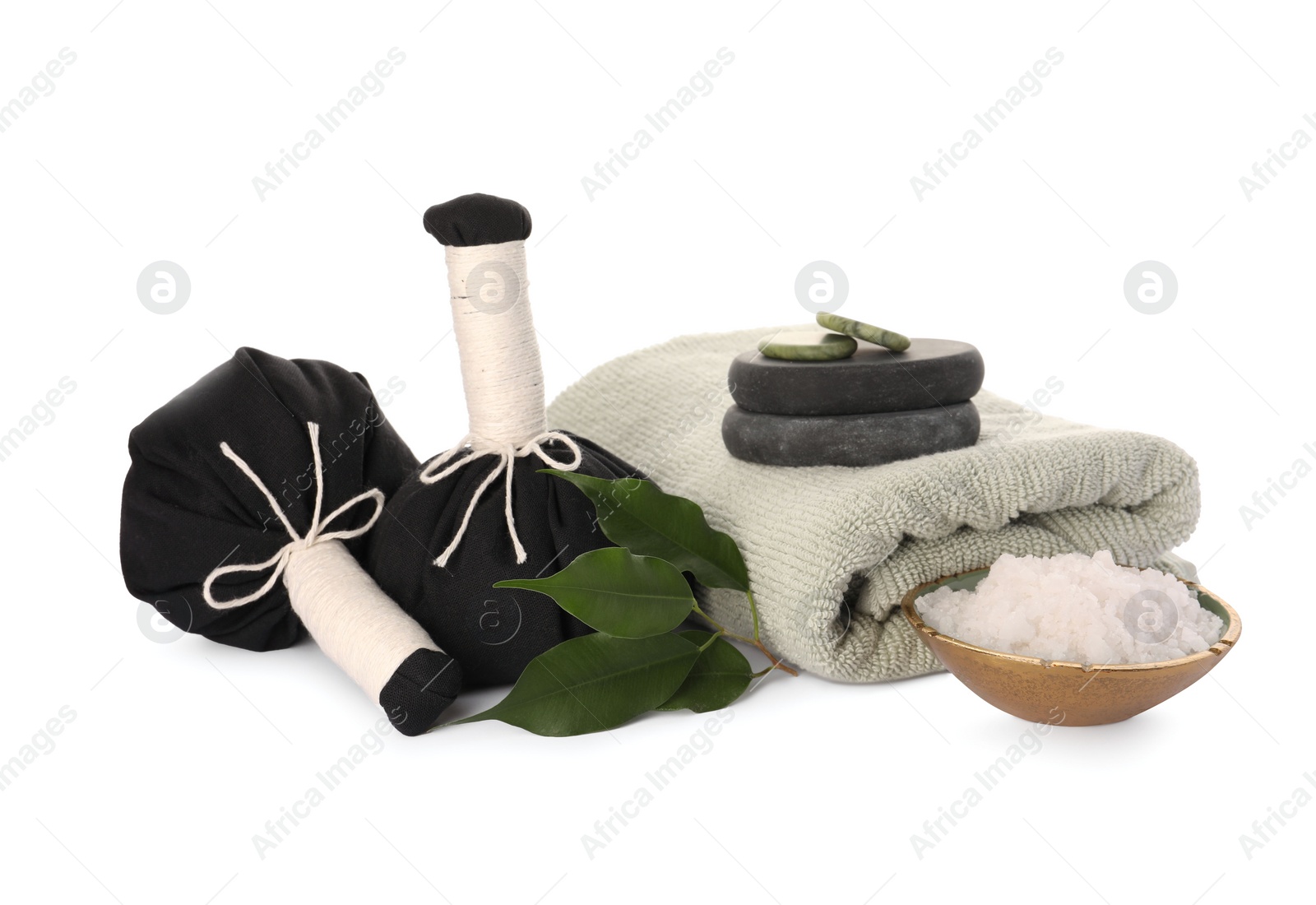 Photo of Beautiful composition with different spa products on white background