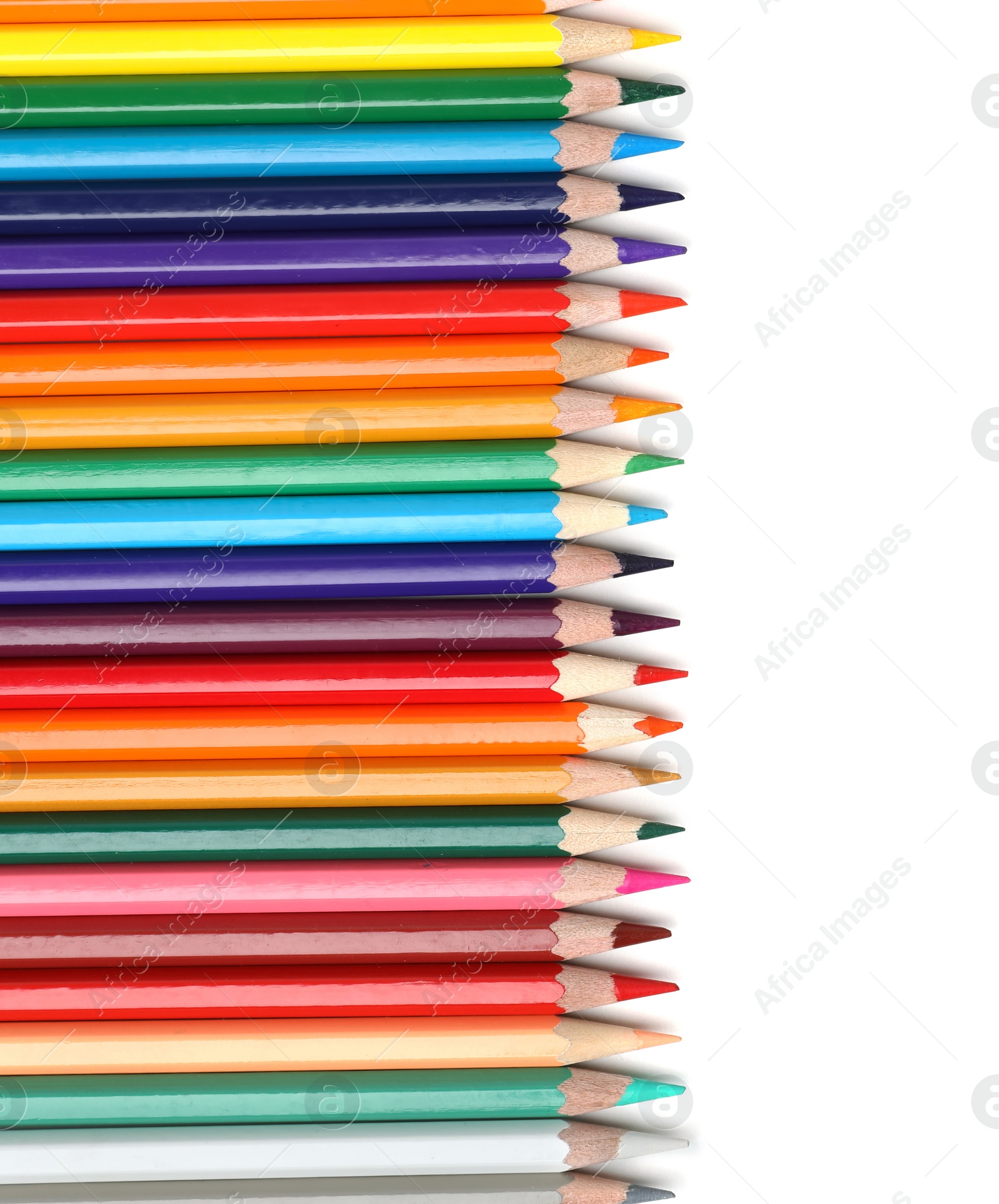 Photo of Colorful pencils on white background