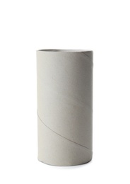 Photo of Empty toilet paper roll on white background