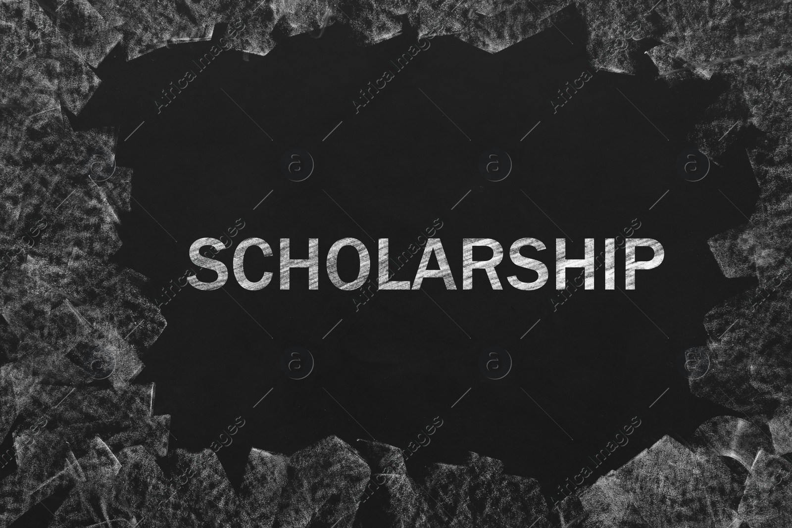 Illustration of Word SCHOLARSHIP written with chalk on blackboard