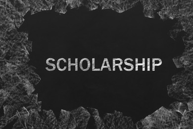 Illustration of Word SCHOLARSHIP written with chalk on blackboard