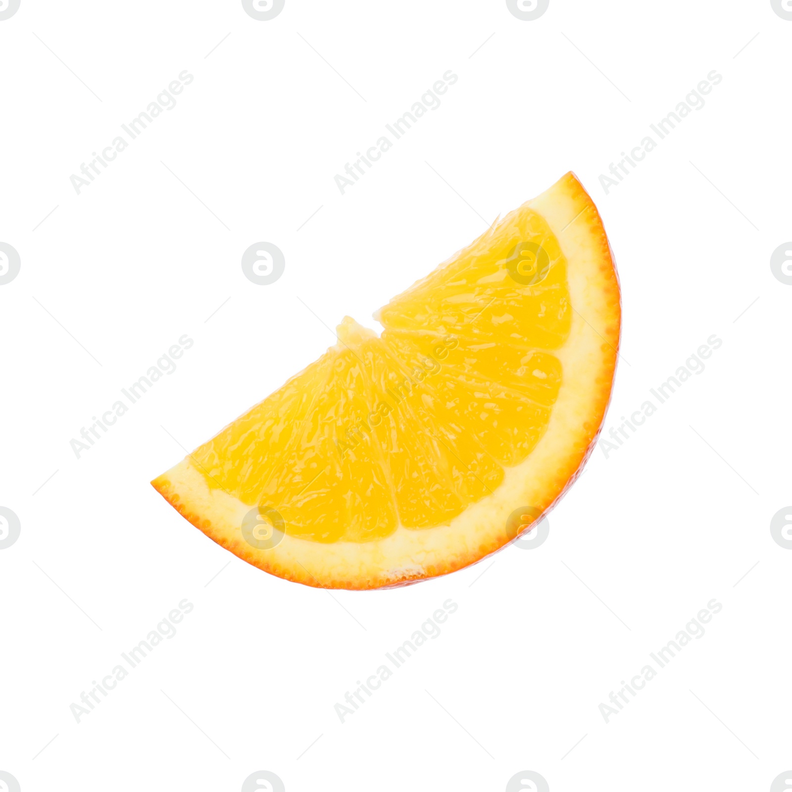 Photo of Fresh juicy orange slice isolated on white