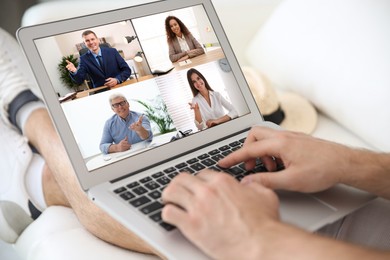 Human resources manager conducting online job interview via video chat