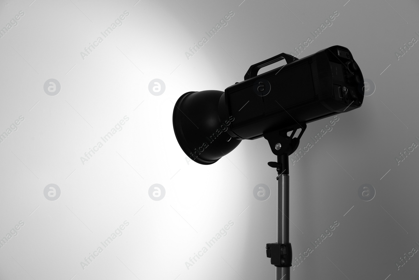 Photo of Studio lighting against white background. Professional photo equipment