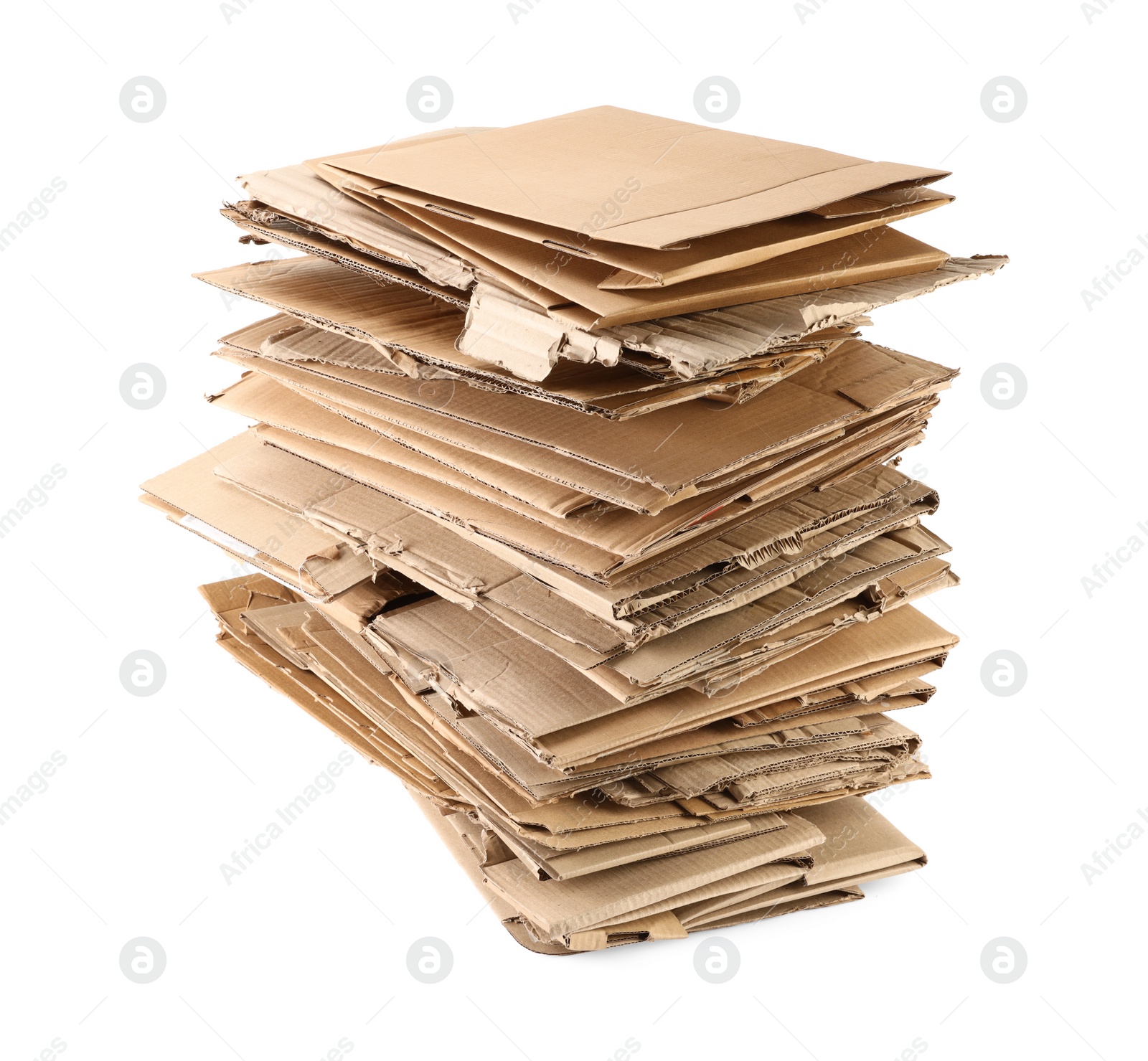 Photo of Stack of cardboard pieces isolated on white