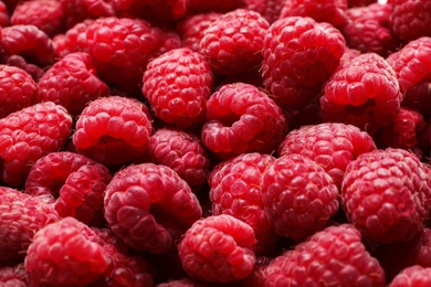 Photo of Delicious fresh ripe raspberries as background, closeup