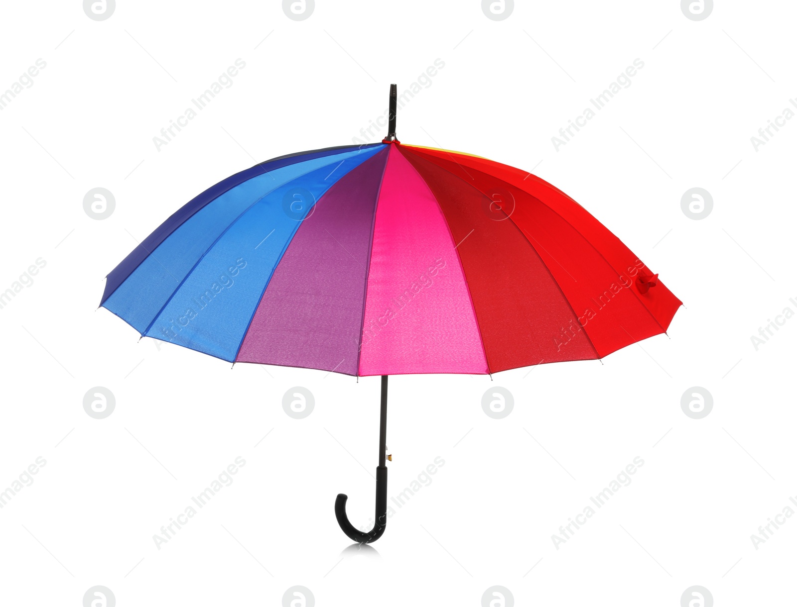 Photo of Beautiful open umbrella on white background