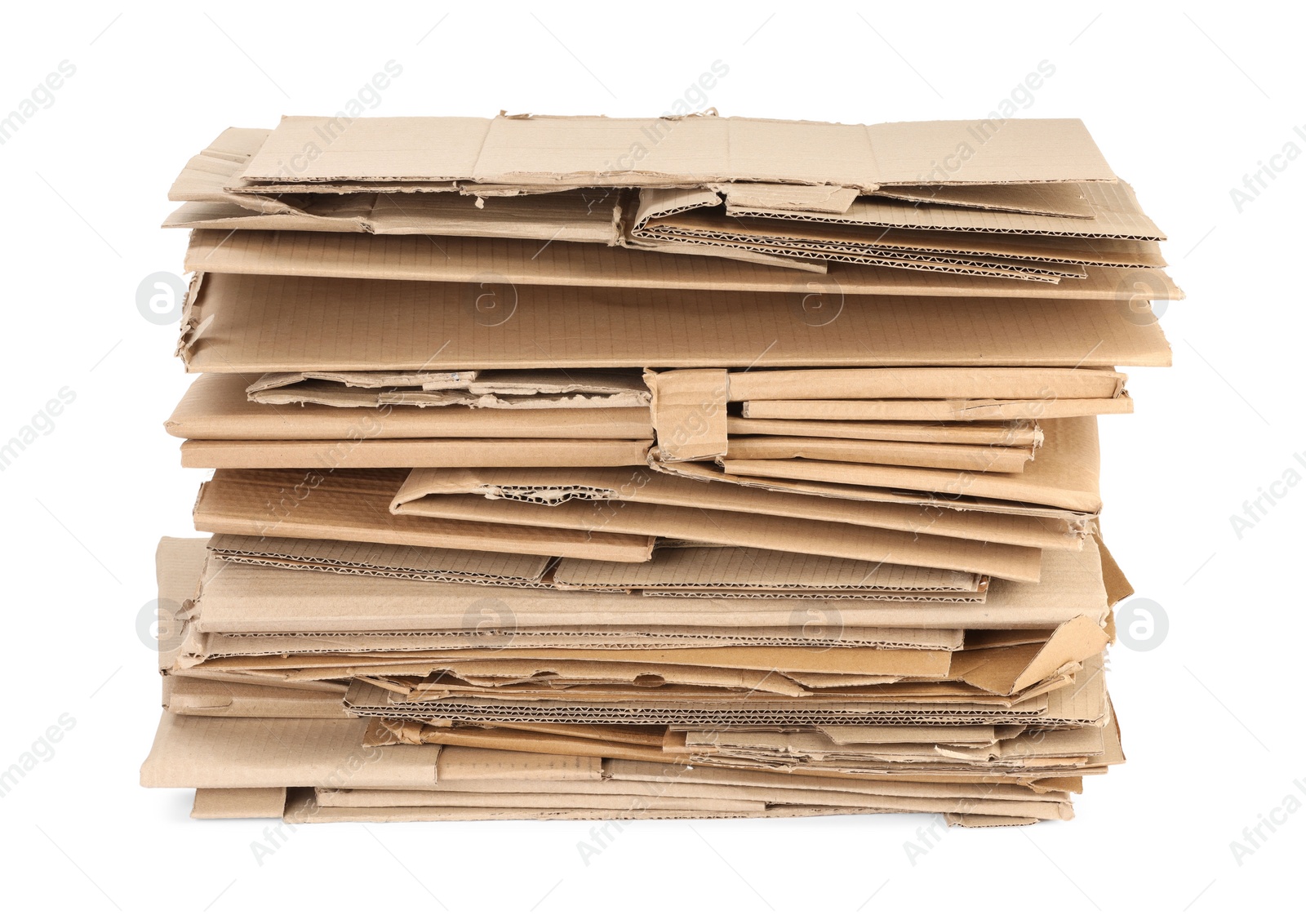 Photo of Stack of cardboard pieces isolated on white