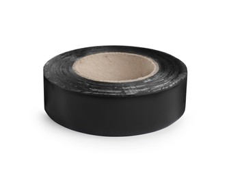 Reel of black insulating tape isolated on white