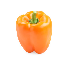 Photo of Ripe orange bell pepper isolated on white