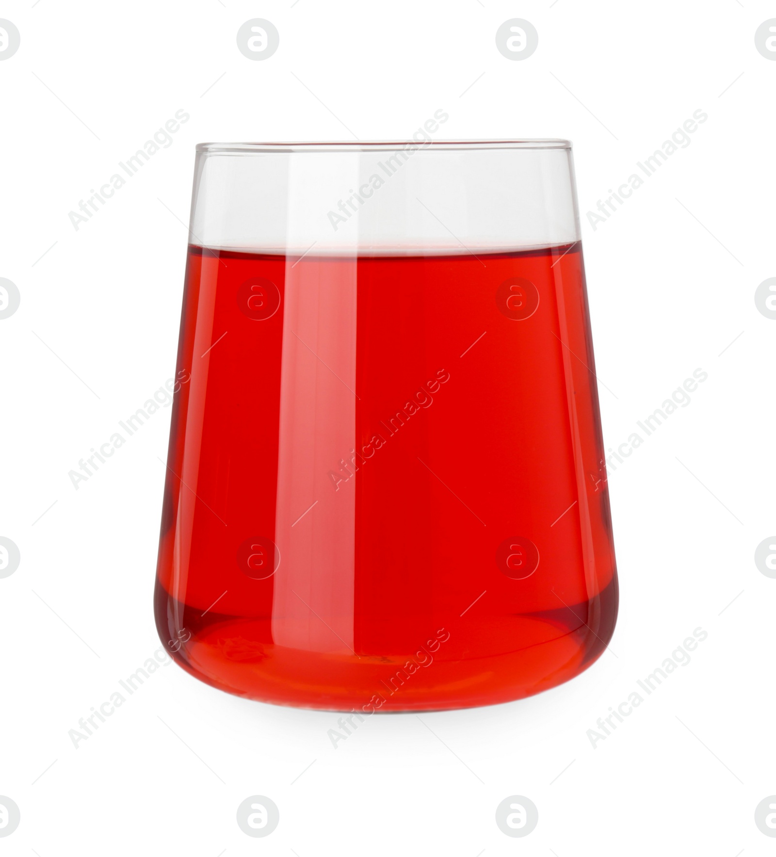 Photo of Refreshing pomegranate juice in glass isolated on white