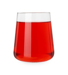 Photo of Refreshing pomegranate juice in glass isolated on white