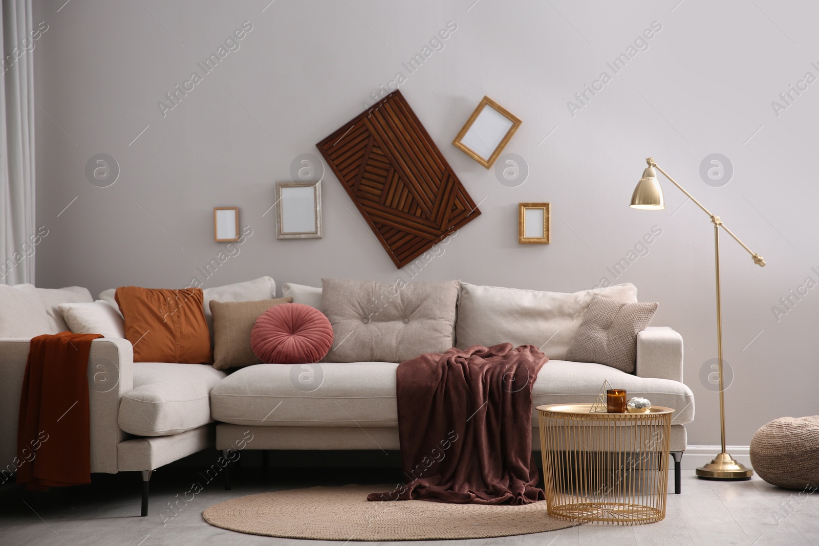 Photo of Modern living room interior with comfortable sofa