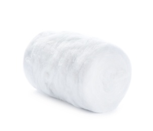 Photo of Soft clean cotton roll on white background