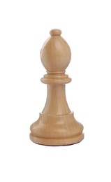 One wooden chess bishop isolated on white