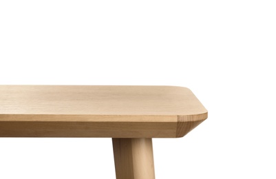 Empty wooden table on white background. Mockup for design