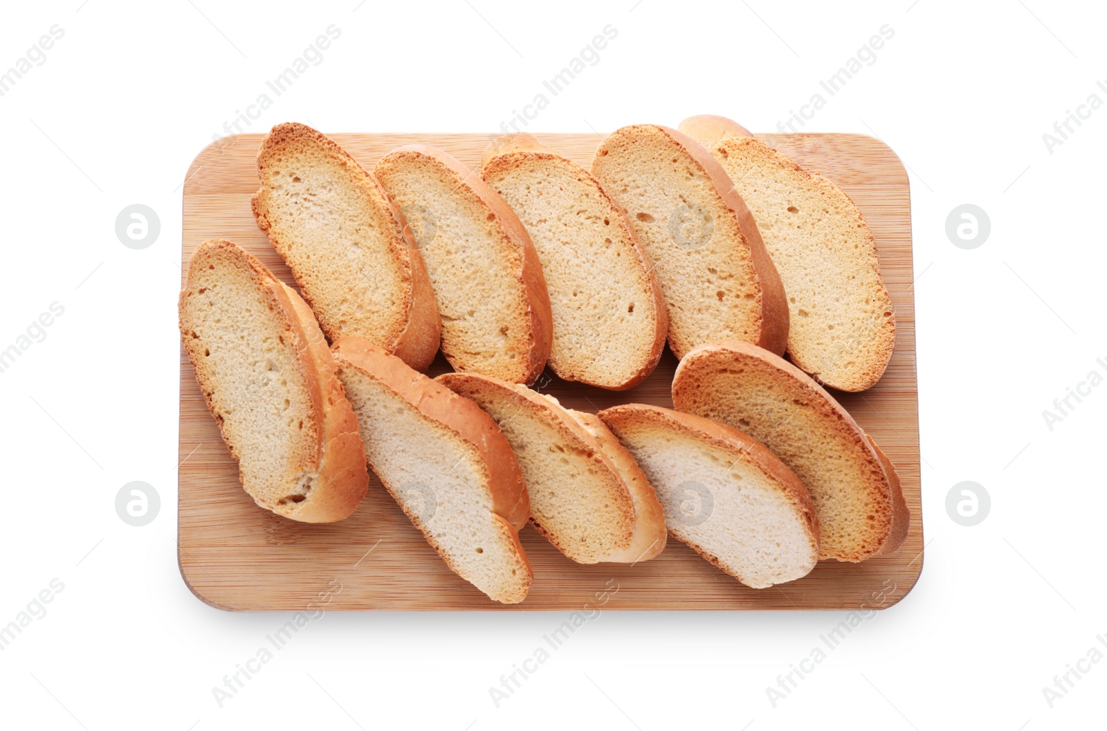 Photo of Hard chuck crackers on white background, top view