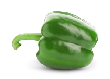 Ripe green bell pepper on white background