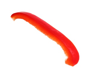 Photo of Slice of ripe red bell pepper on white background