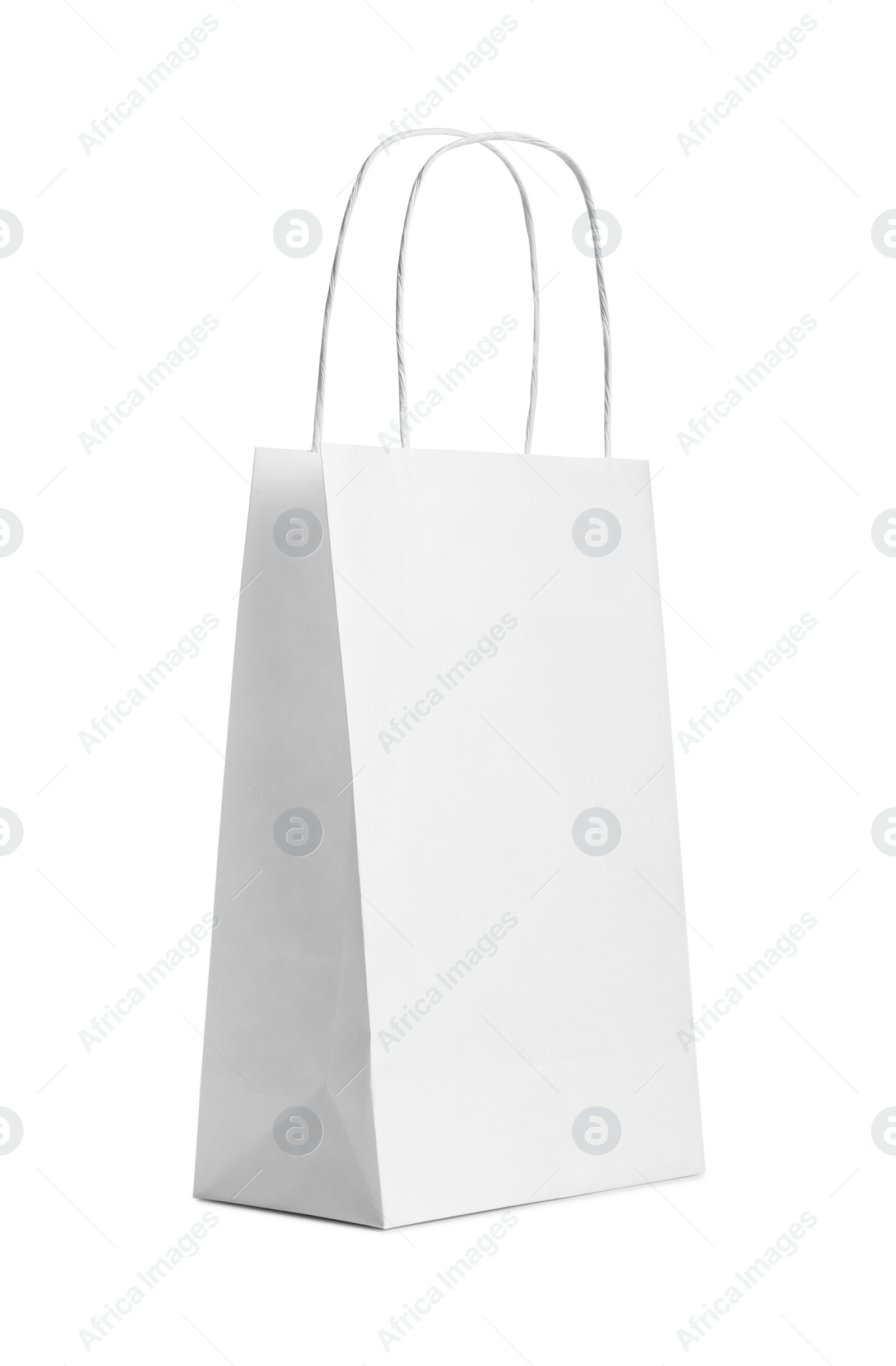 Photo of One paper bag isolated on white. Mockup for design