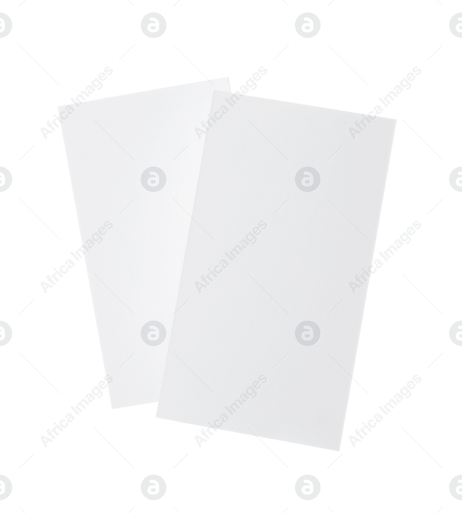 Photo of Blank business cards isolated on white. Mockup for design