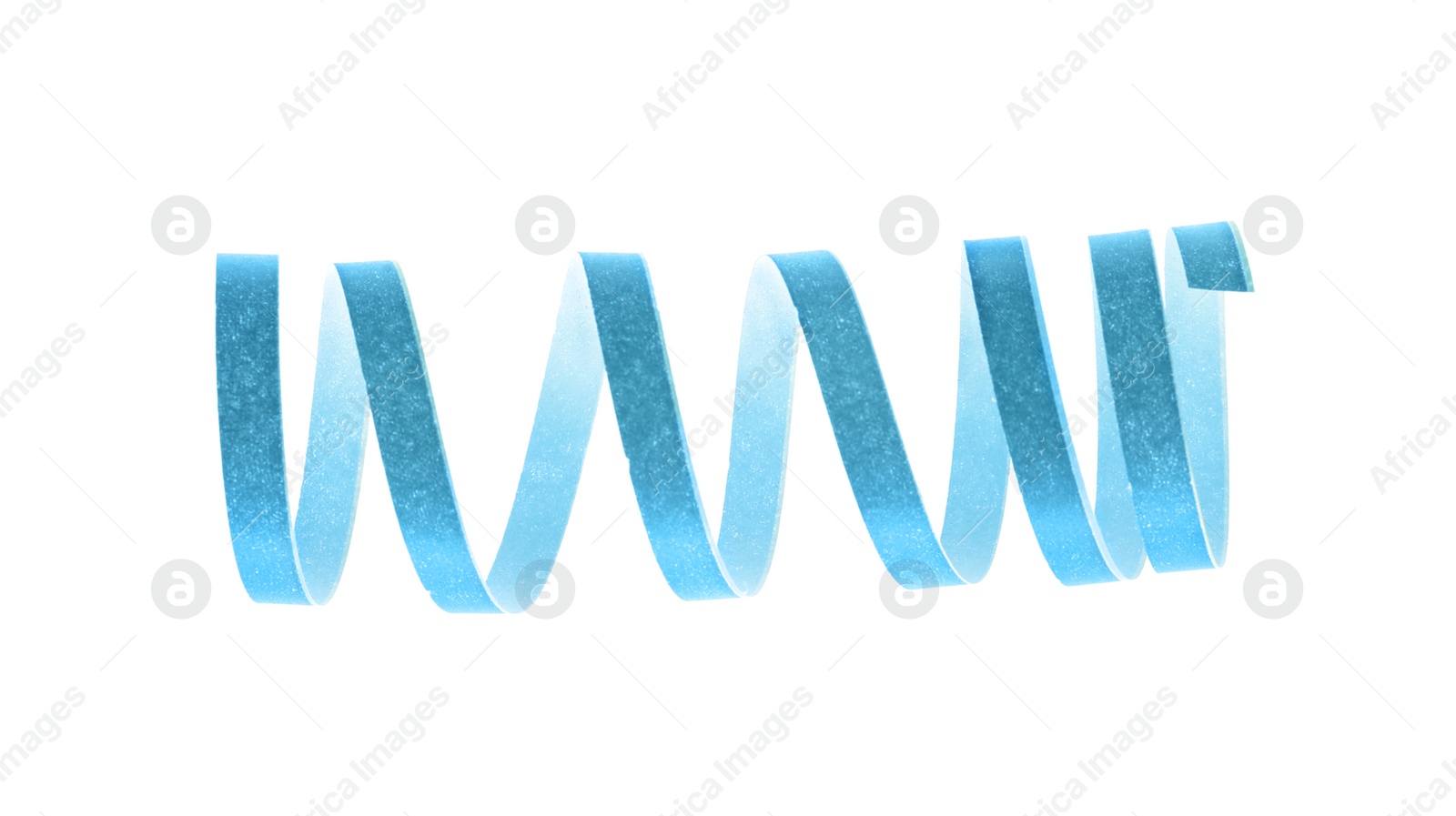 Photo of Bright serpentine streamer on white background. Festive decor