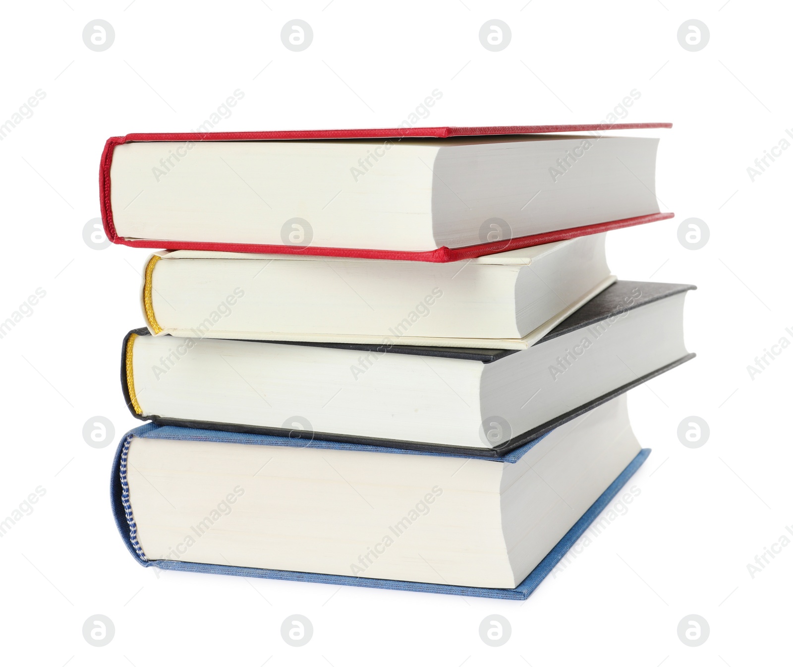 Photo of Stack of hardcover books isolated on white