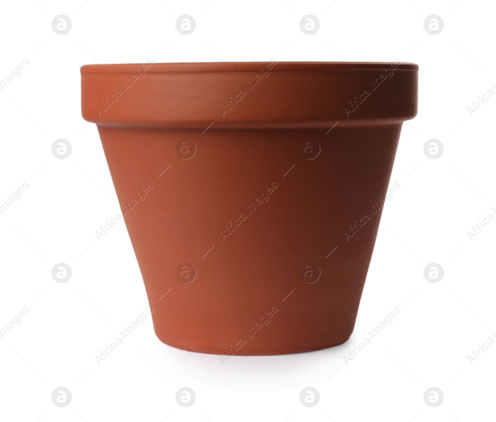 Photo of One clay flower pot isolated on white