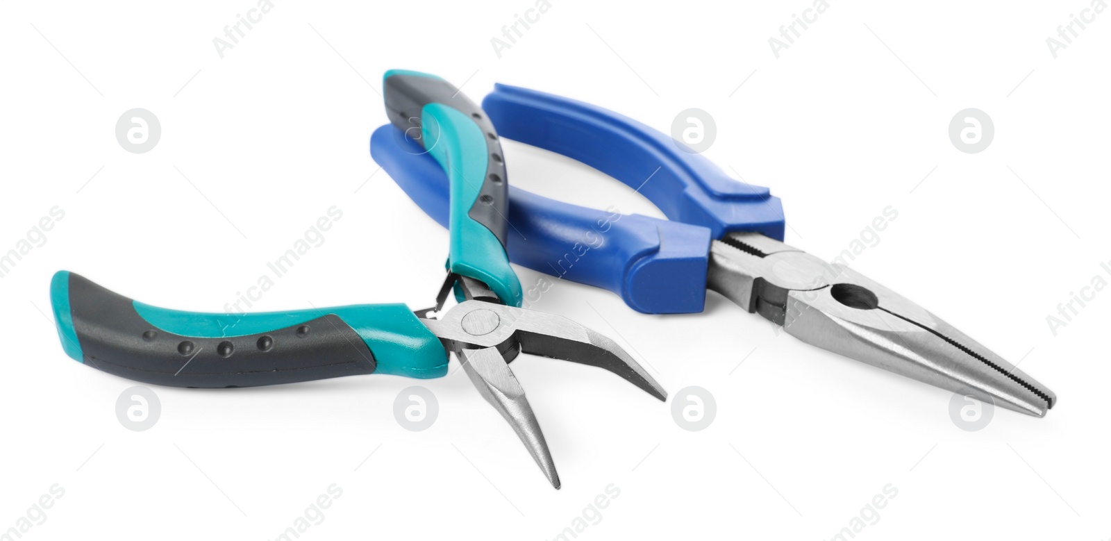 Photo of Different pliers isolated on white. Construction tool
