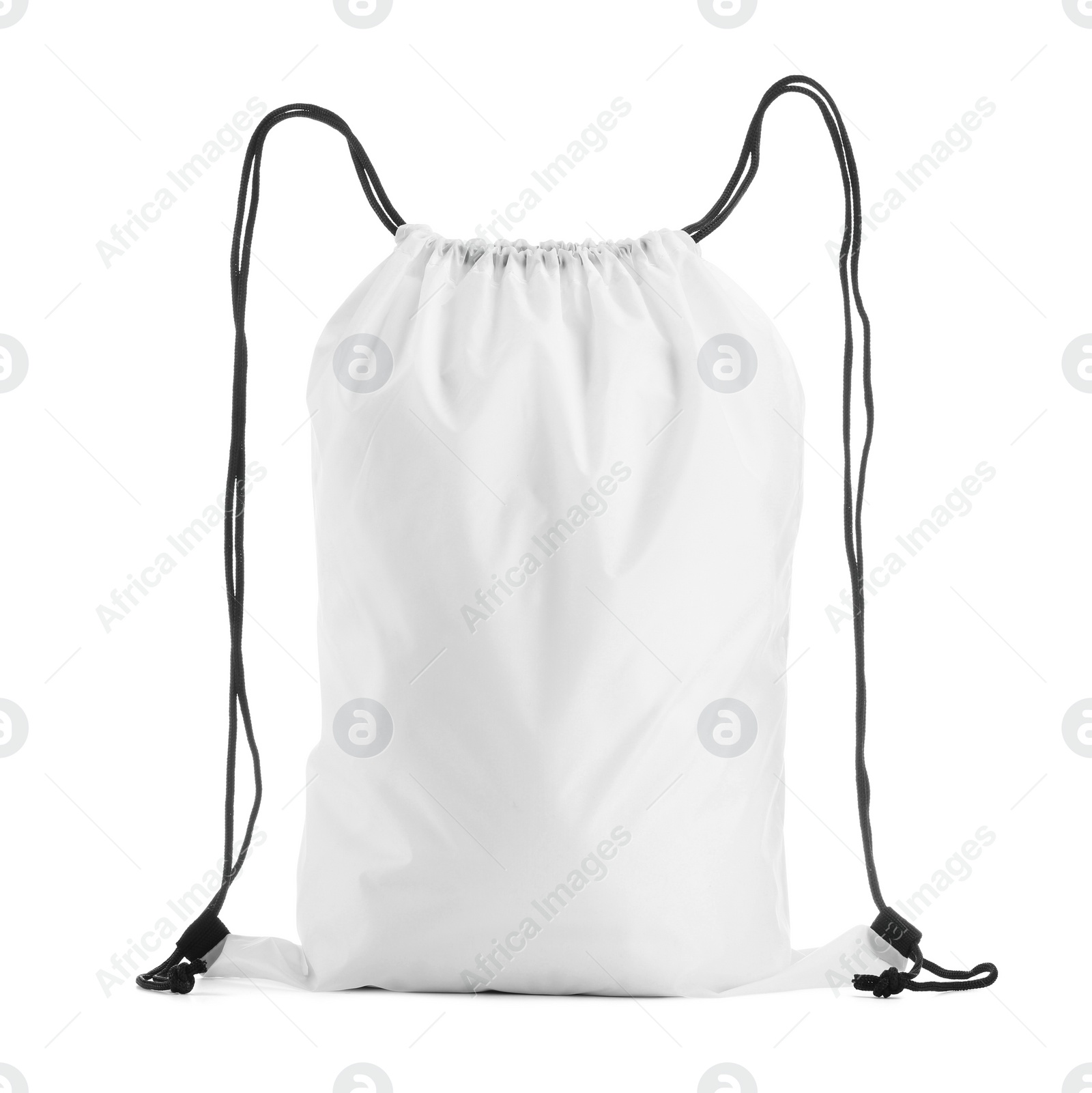 Photo of One beautiful drawstring bag isolated on white