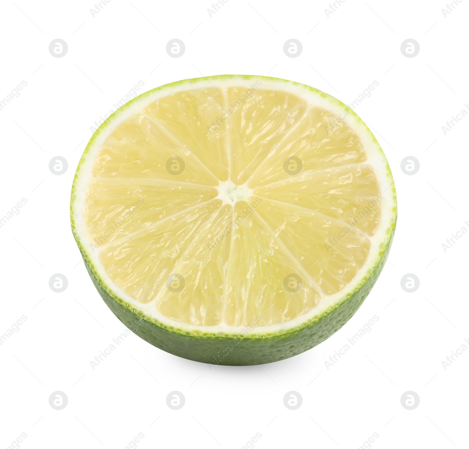 Photo of Citrus fruit. Half of fresh lime isolated on white