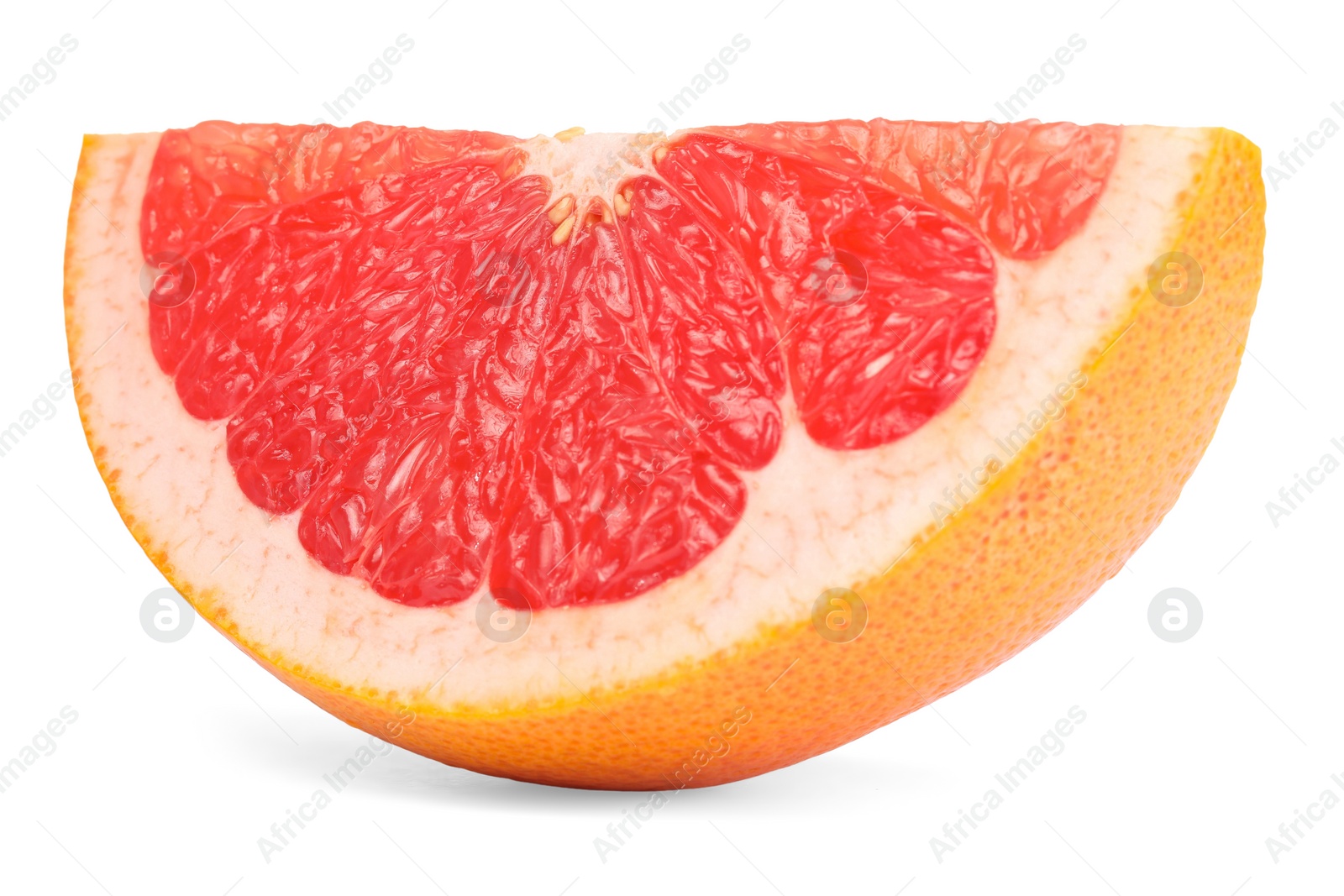 Photo of Cut ripe grapefruit isolated on white. Citrus fruit