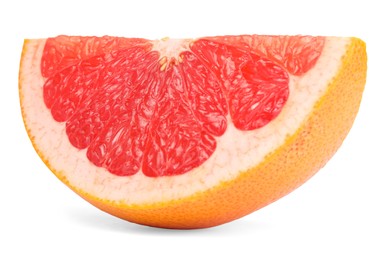 Cut ripe grapefruit isolated on white. Citrus fruit