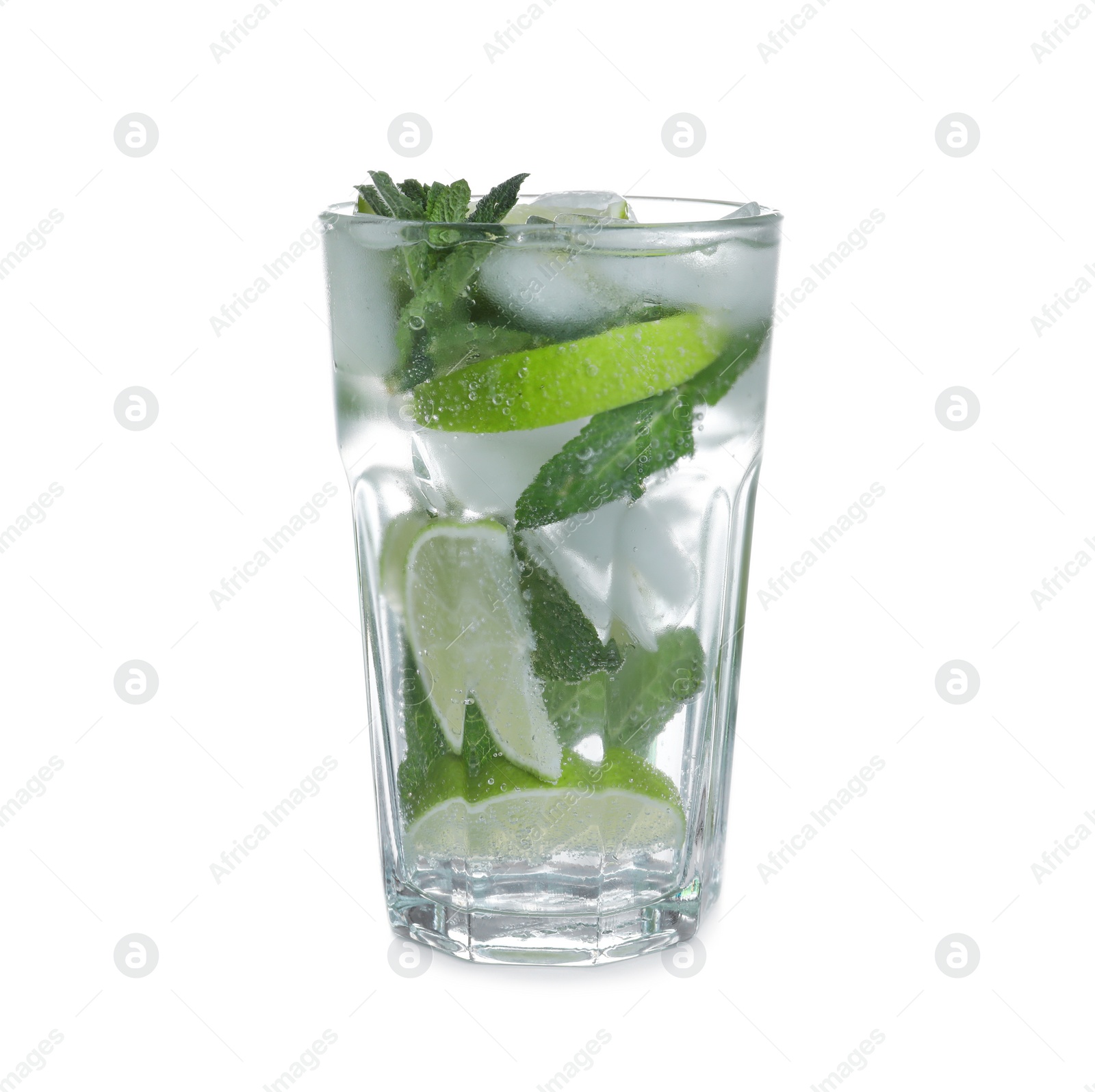 Photo of Fresh alcoholic Mojito cocktail isolated on white