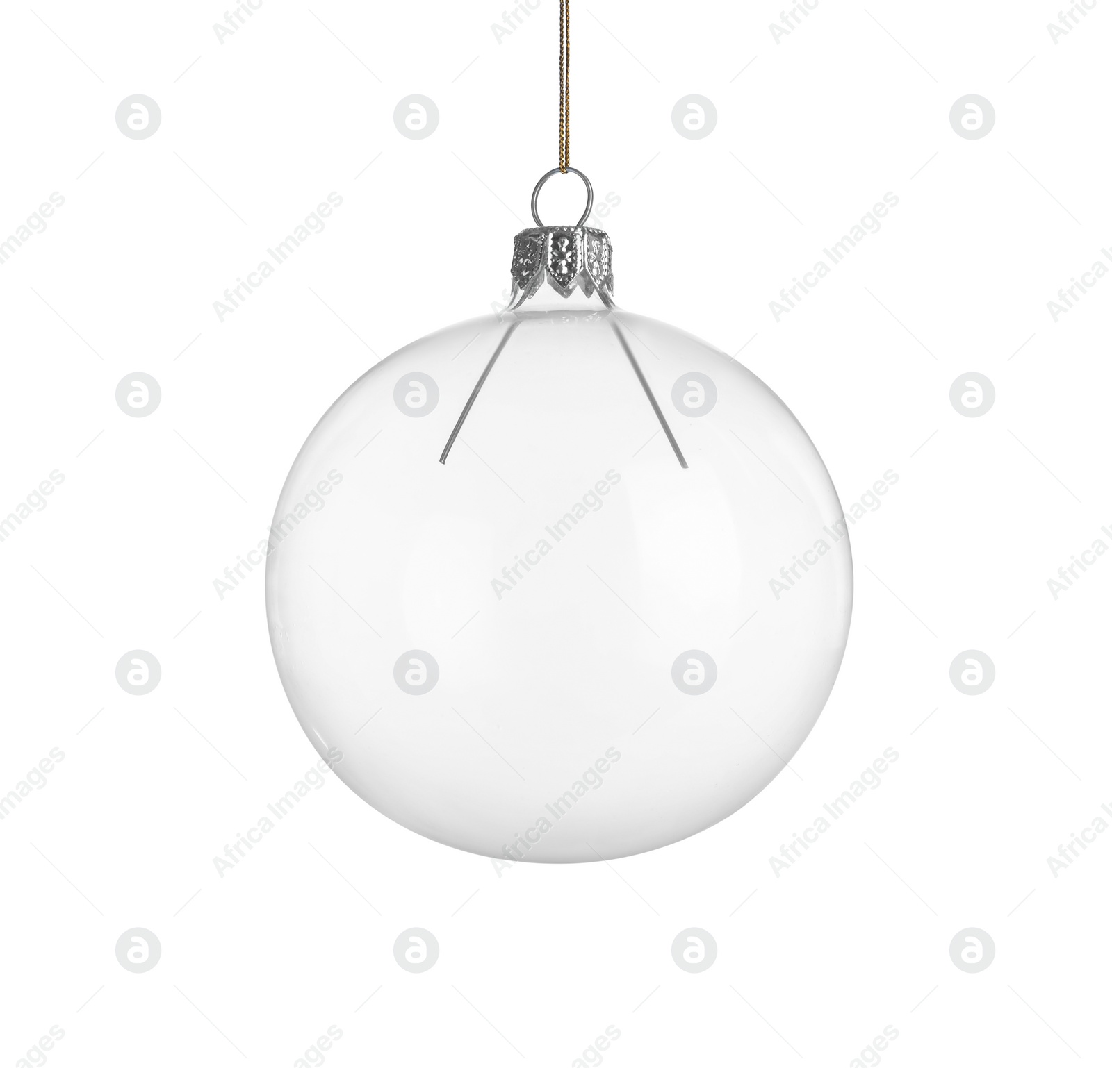 Photo of Transparent glass Christmas ball isolated on white