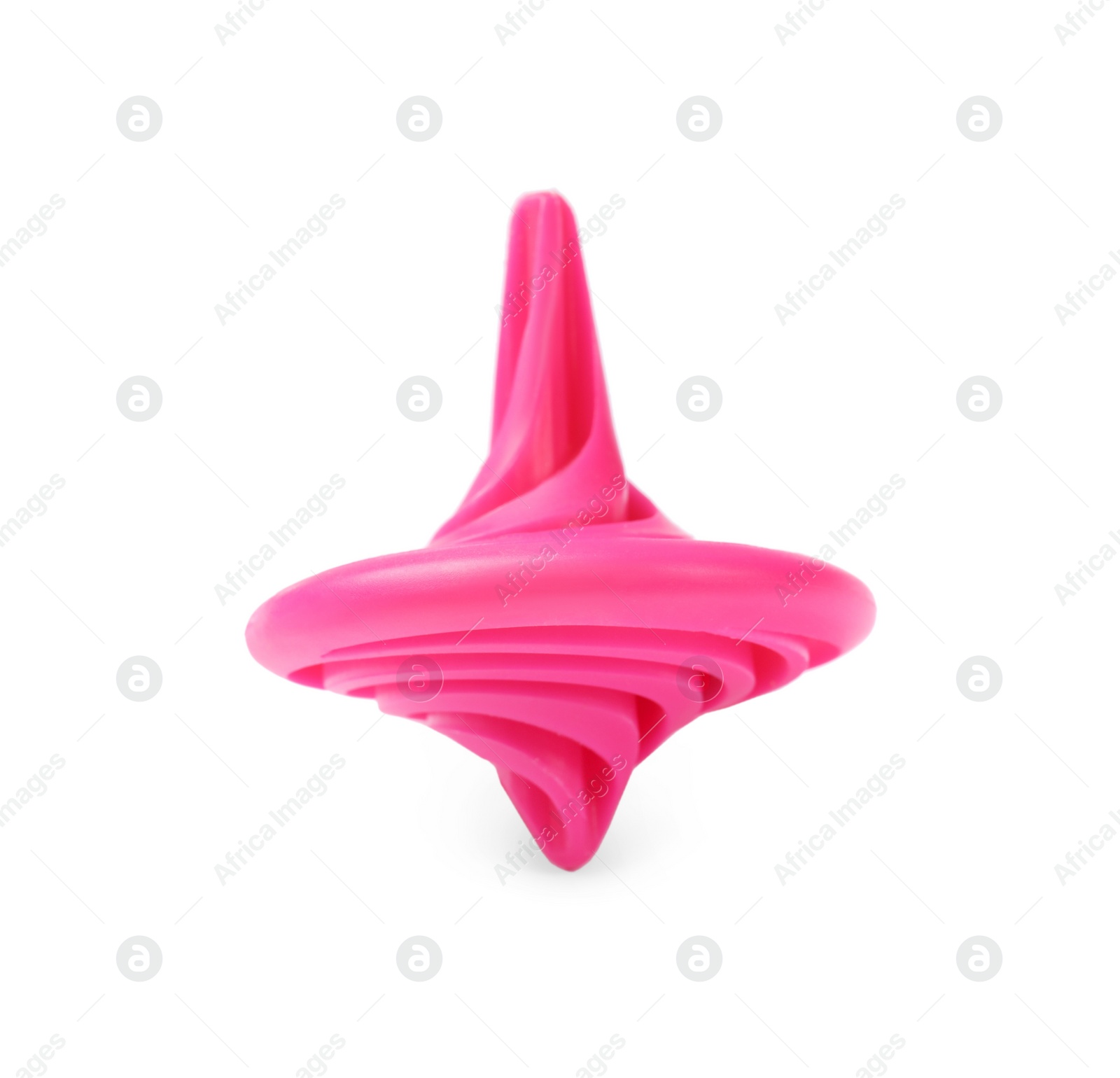 Photo of One pink spinning top isolated on white