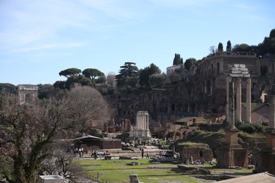 Rome, Italy - February 4, 2024 : View of Roman Forum