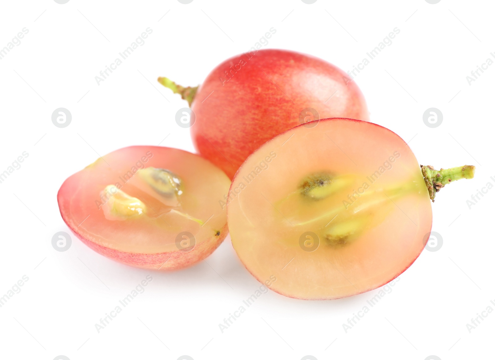 Photo of Fresh ripe juicy grapes on white background