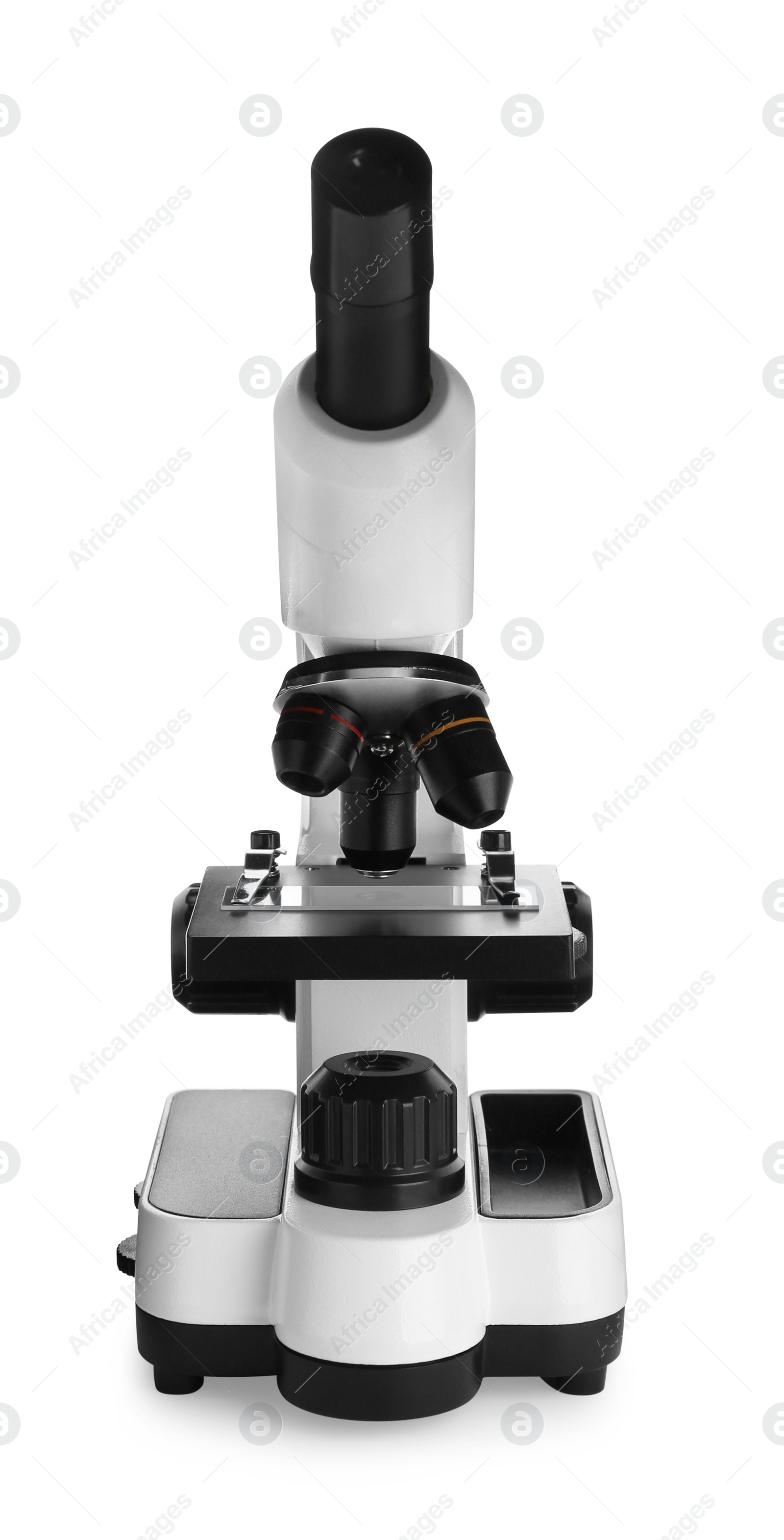 Photo of Modern microscope isolated on white. Medical equipment