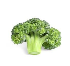 Fresh green raw broccoli on white background