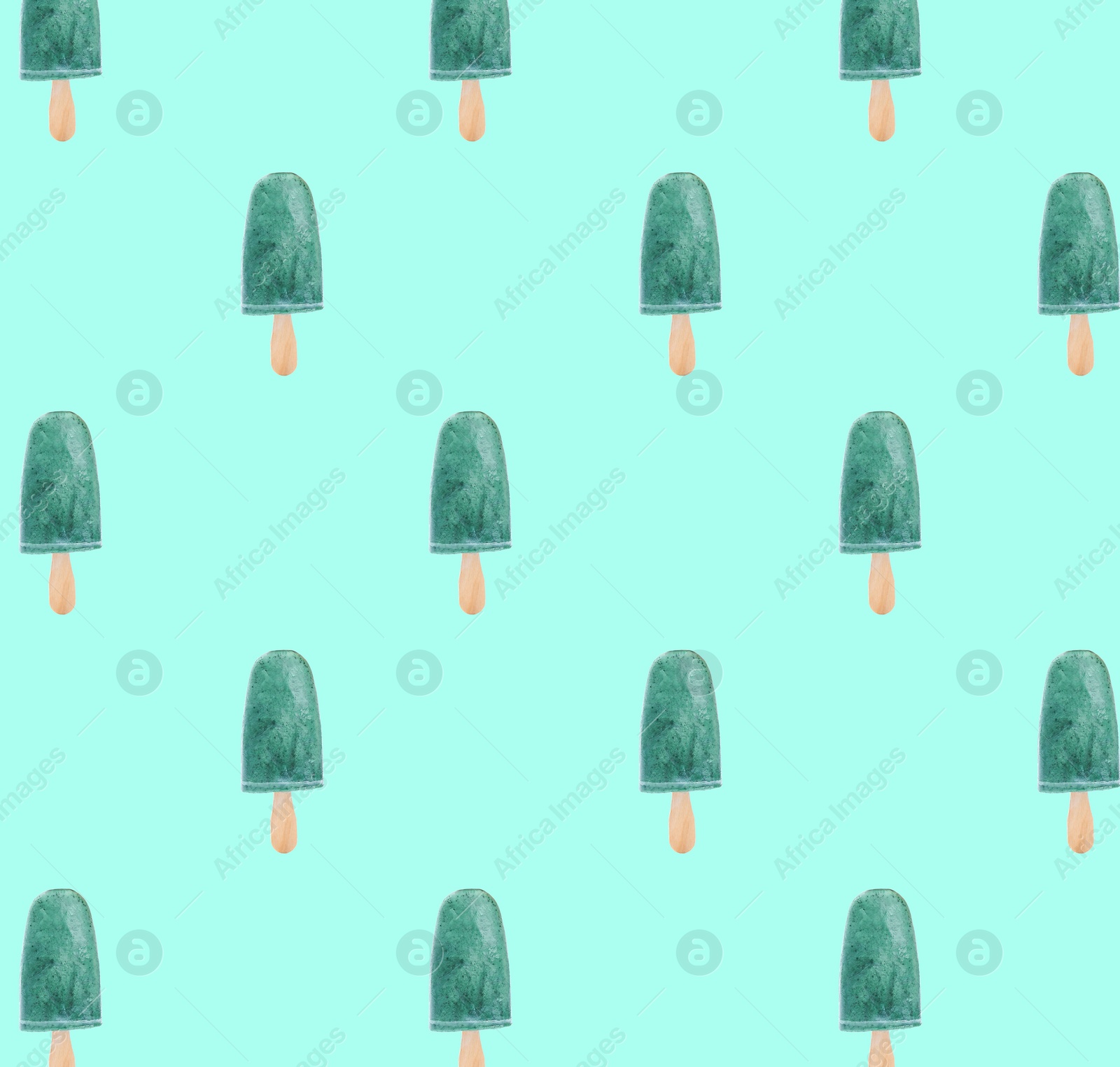 Image of Pattern with ice cream on turquoise background