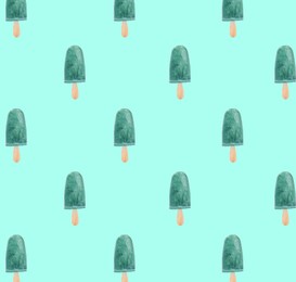 Image of Pattern with ice cream on turquoise background