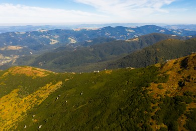 Image of Beautiful mountain landscape on sunny day. Drone photography