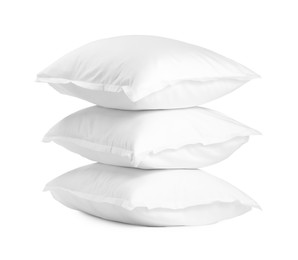 Stack of soft pillows isolated on white