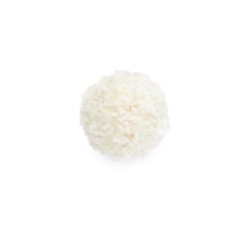 Photo of Tasty coconut ball isolated on white, top view